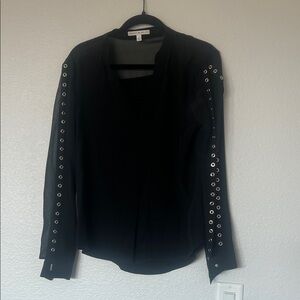 Black Eyelet Sleeve Blouse